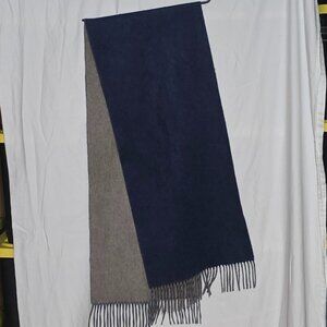 Eric Bompard Paris France 100% Cashmere Scarf - Blue // Gray - 14" W x 68"